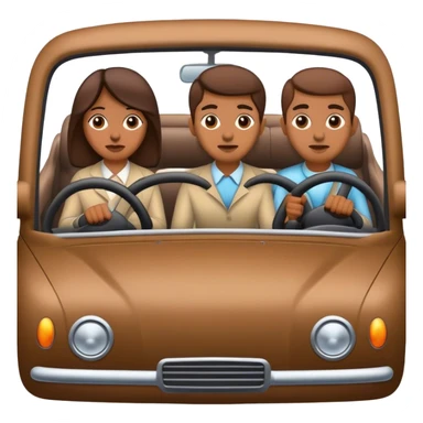 Four brown people driving in car  sticker