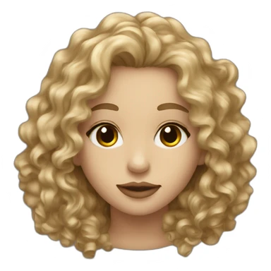 full lips long curly dark blonde hair brown small eyes sticker