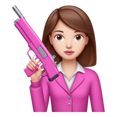 White Girl brown hair hand pink nails holding pink gun sticker