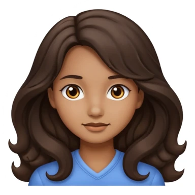 emoji of a girl with long wavy dark brown hair, dark brown eyes, and light brown skin sticker