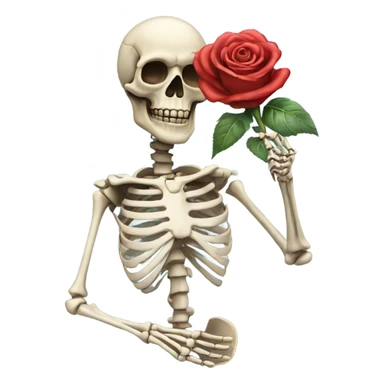 Skeleton holding a rose sticker