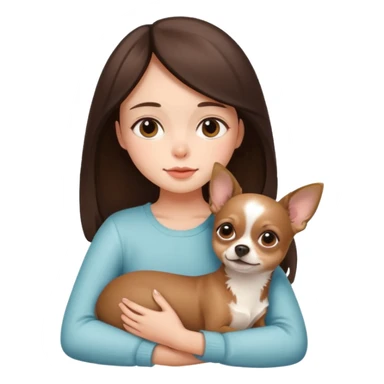 dreamy brunette girl and chihuahua sitting together sticker