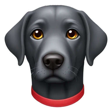 old slightly grey black labrador with a red collar that has nothing else on it. sticker