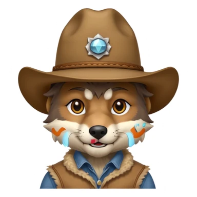 wolf with cowboy hat sticker