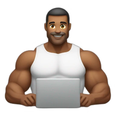 Homme musclé qui tient un ordinateur sticker