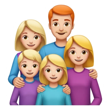 Happy family: mom, dad, 2 sisters and brother sticker