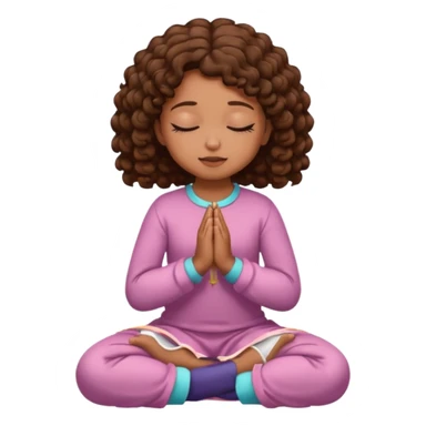 girl praying on knees curls brown sticker