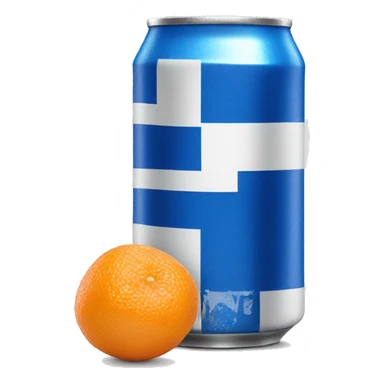 Blue Fanta can with Greek flag on it and a glass next to it sticker