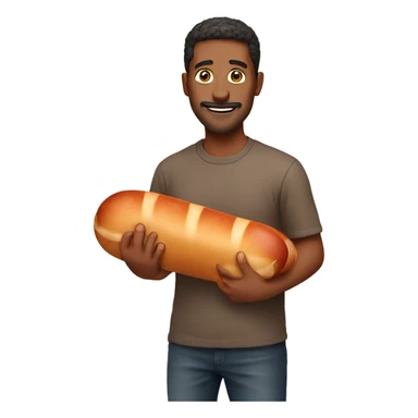 Man holding a big sausage sticker