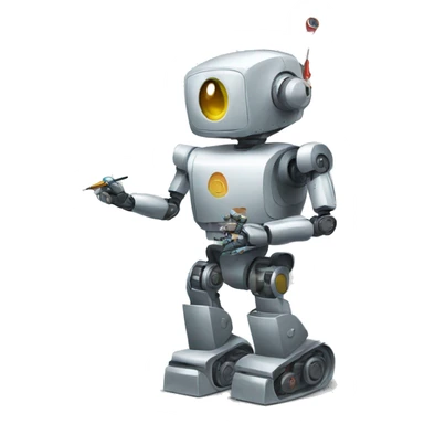 robot is painting  sticker