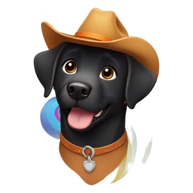 disney pixar smiling black labrador with brown cowboy hat and orange collar flying over there rainbow  sticker