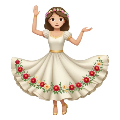 Moon face dance with a dress with flowers in its hands and the hand is up sticker