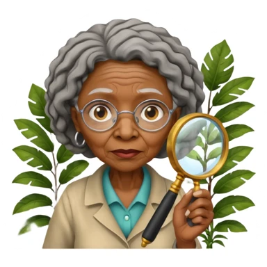 an old black woman with jungle and magnifying glass sticker