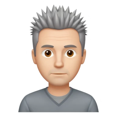 40 yr old white man short spike hair grey dress shirt sticker