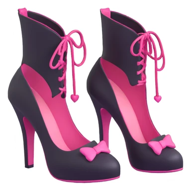 BLACKPINK-inspired gothic shoes, no hearts, black and pink, cute and sticker