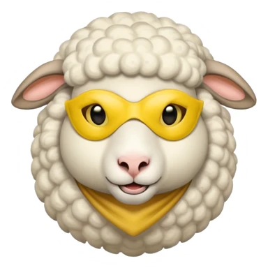 a sheep with yellow mask sticker