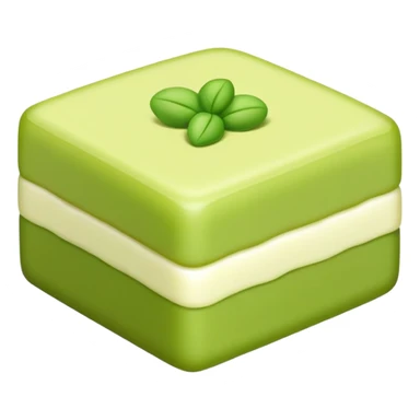 Mung bean cake pale green cubic dessert, simplified emoji style with bold outlines and bright colors, cartoon style Lvdou Gao summer sweet sticker