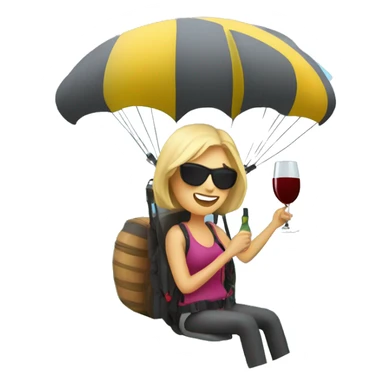 Woman paragliding with wine sticker