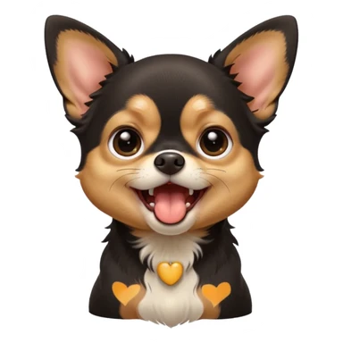 A high-resolution digital illustration of a cute black and tan chihuahua with big eyes yawning. portrait in a clean, semi-realistic style sticker