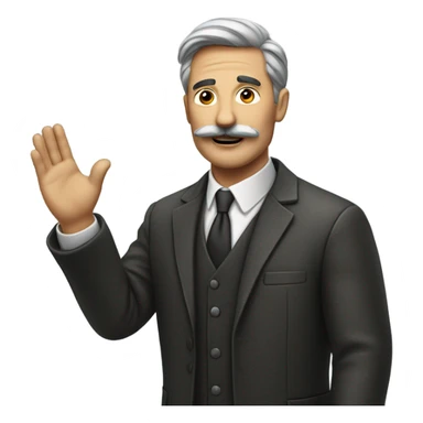 Man holding his hand up with mustache  sticker