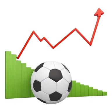 Cinematic realistic 3d growing graph  next to a soccer ball sticker