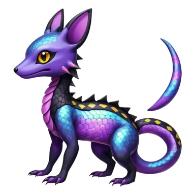 Scaley Shiny White Iridescent Colorful Exotic Salandit-Umbreon-Fakémon-hybrid-creature (full body)  sticker