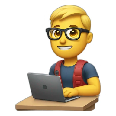 muscular nerd on computer coding  sticker