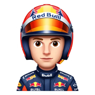 Max Verstappen with racing helmet and Red Bull colors, no text sticker