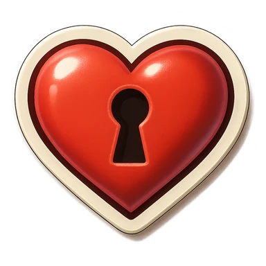 retro sticker style heart with a keyhole in the center, bold and playful sticker