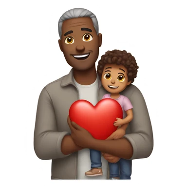 Father holds big heart sticker