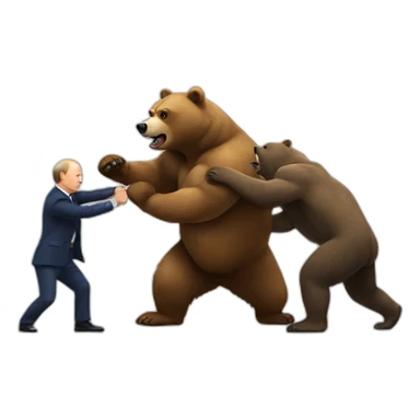 putin fighting a bear sticker