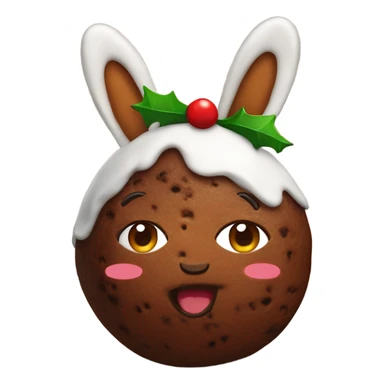 Christmas pudding wearing bunny ears sticker
