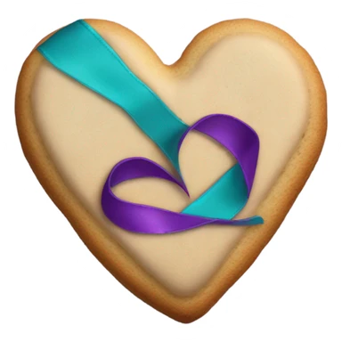 Purple teal Suicide awareness ribbon, heart cookie sticker