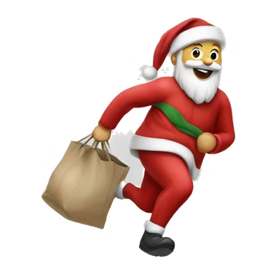 Santa running with bag  sticker