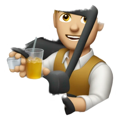 Man driving a convertible car drinking apple juice sticker