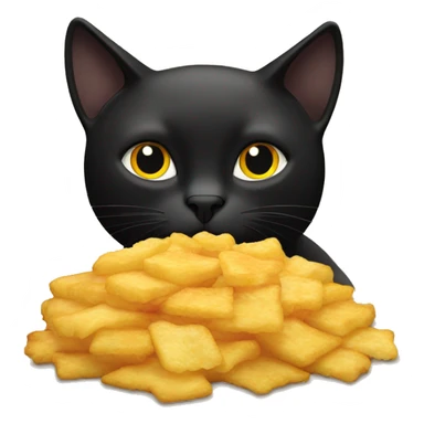 Black cat eating hash browns sticker