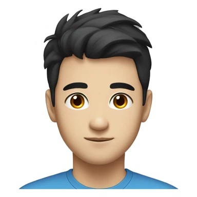 Young male with black hair, small eye but not chinese, with blue shirt, very proessional. One picture only. Handsome sticker