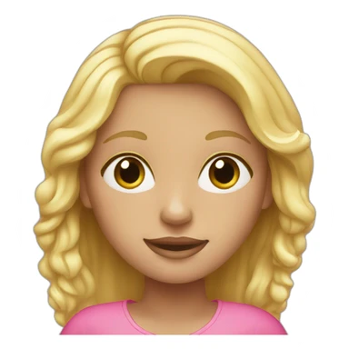 Blond girl using pink macbook sticker