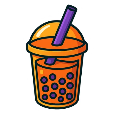 boba luba with purple straw, vibrant cartoon style sticker