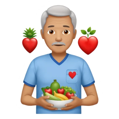una imagen de un abuelo de 63 años con una enfermedad cardiovascular pero puedes poner al rededor habitos saludables PERO QUE SUFRA DE ENFERMEDAD CARDIOVASCULAR Y QUE NO SE VEA TAN FELIZZ sticker