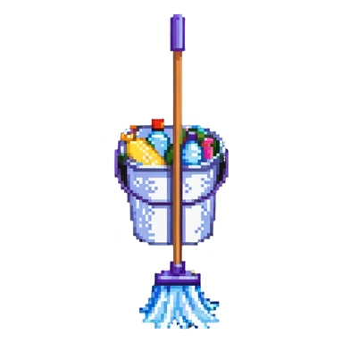 mop and bucket, cleaning supplies sticker