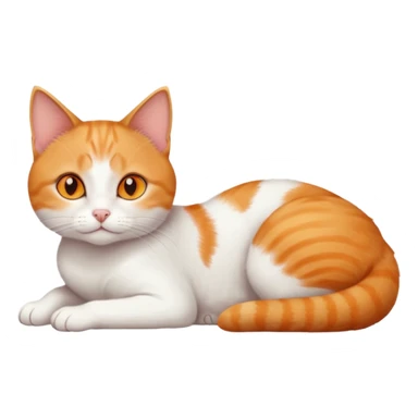 full body tiny short hair ginger and white cat with orange eyes lying down sticker