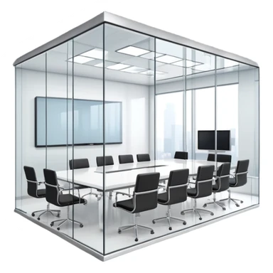 small glass conference room with glass walls sticker