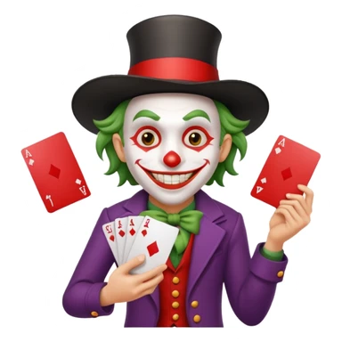 bunch of cards with a crazy jolly joker sticker