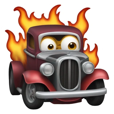 hot rod with flames sticker