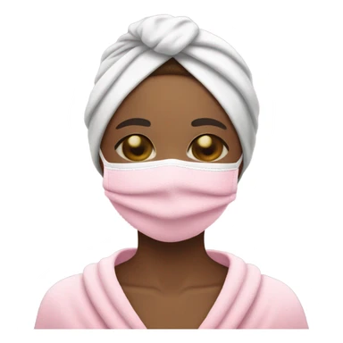 girl with a towel on her head with a pink face mask eyes closed sticker
