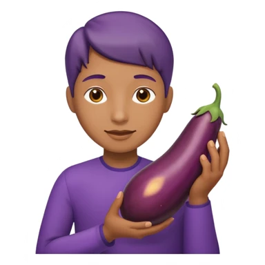 holding brinjal sticker