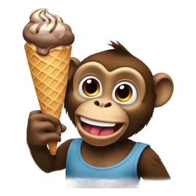 monkey eating ice cream  sticker