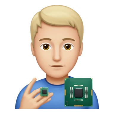 an icon of a person with a small computer chip next to him sticker