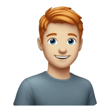 young guy smiling with blue eyes and short straight Redhead  hair sticker